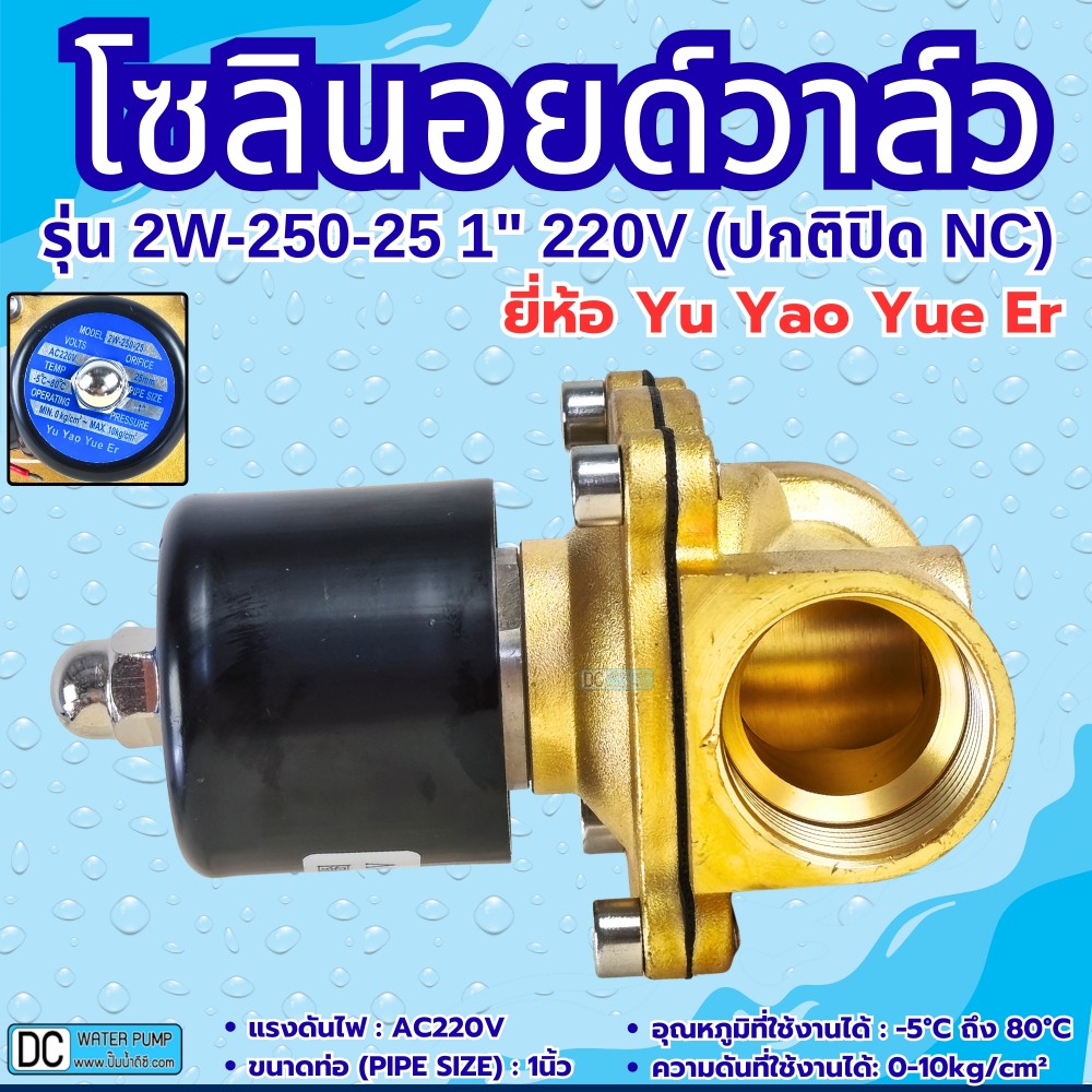 โซลินอยด์วาล์ว 220V (1นิ้ว) รุ่น 2W-250-25 (1") ยี่ห้อ Yu Yao Yue Er